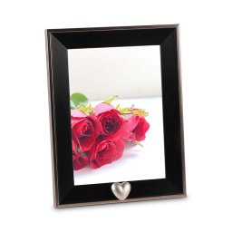 Zwart Houten Fotolijst met RVS Mini Ashartje (0.005 liter)