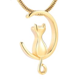 RVS Assieraad Zittend Katje Goud, inclusief Slangencollier