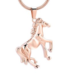RVS Assieraad Paardje Rozegoud, inclusief Slangencollier
