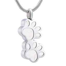 RVS Ashanger Pootafdrukken Zilver, inclusief Collier