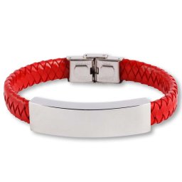 Rood Lederen Aurora Armband met RVS Asruimte