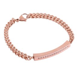 Rozegouden RVS Aurora Schakelarmband, Asruimte met Zirkonia
