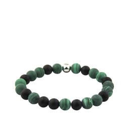 Malagiet en Zwart Agaat Rek-Armbandje, Zilver Asreservoir