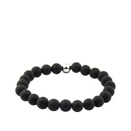 Zwart Agaat Rek-Armbandje, Zilver Asreservoir