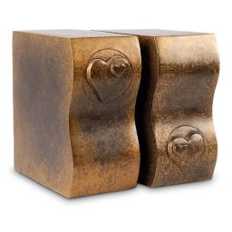 Groot Brons Duo Asbeeld Zuilen met Harten (2 x 3 liter)