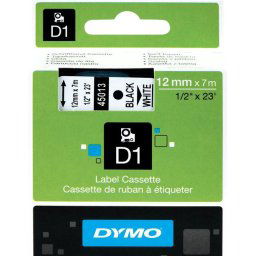 DYMO Authentieke D1 labels Zwart-Wit (12 mm x 7 m)