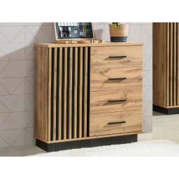 Commode LAVIDA 1 deur 4 lades artisan eik