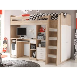 Gecombineerd bed UDINESE 90x200 cm wit/sonoma