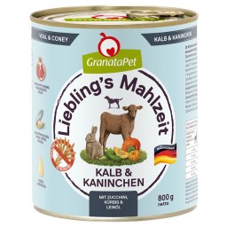Voordeelpakket GranataPet Lievelingsmaaltijd 12 x 800 g - Kalfsvlees & Konijn met Courgette, Pompoen & Lijnolie