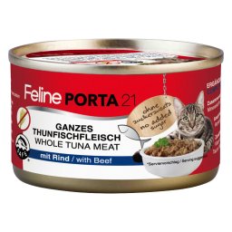 1x90g Feline Tonijn met Rund (graanvrij) Porta 21 Kattenvoer