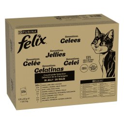 120x85g Variatie v/h Land Felix "Sensations" Maaltijdzakjes Kattenvoer