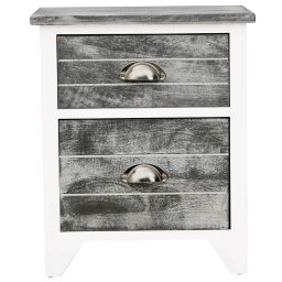 vidaXL Nachtkastje 38x28x45 cm paulowniahout grijs en wit