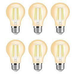 Slimme filament zigbee led lamp - dual white 7w e27 fitting - a60 model colored - voordeelset 6 stuks
