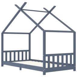 vidaXL Kinderbedframe massief grenenhout grijs 90x200 cm