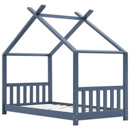 vidaXL Kinderbedframe massief grenenhout grijs 80x160 cm