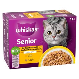 12x85g 11+ Gevogelte-selectie in Gelei Whiskas Senior Kattenvoer Maaltijdzakjes