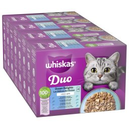 96x85g Ocean Delights in Gelei Whiskas Duo Kattenvoer Maaltijdzakjes