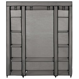 vidaXL Kledingkast met vakken en stangen 150x45x176 cm stof grijs
