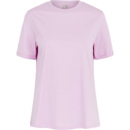 Pieces - Maat XS - PCRIA SS FOLD UP SOLID TEE NOOS BC Pastel Lavender Vrouwen