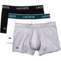 Lacoste - Maat XS - Heren 3-pack Trunk - Zwart/Grijs/Wit/Blauw