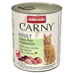 6x800g Adult Kip/Kalkoen/Konijn Animonda Carny Kattenvoer
