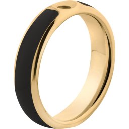 Melano Twisted Tracy resin ring - dames - goldplated + black resin - 5mm - maat 15.25