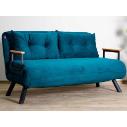 Converteerbare fauteuil SANDERO 2 plaatsen stof blauw