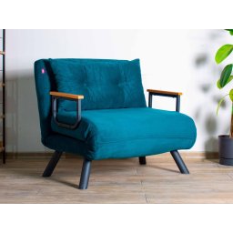 Converteerbare fauteuil SANDERO 1 plaats stof blauw