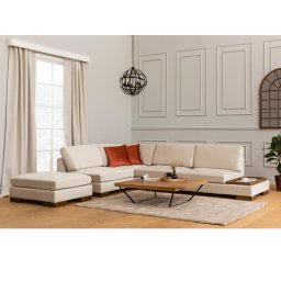 Hoekbank TUZLA met longchair links beige stof