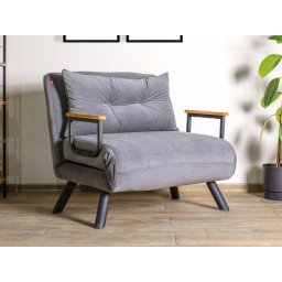 Converteerbare fauteuil SANDERO 1 plaats stof grijs