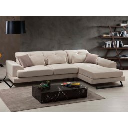 Hoekzetel FRIZBEE met longchair rechts beige stof