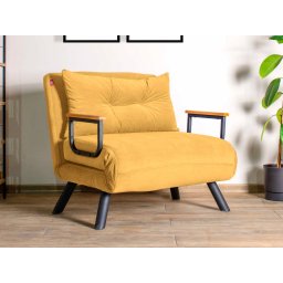 Converteerbare fauteuil SANDERO 1 plaats stof mosterdgeel