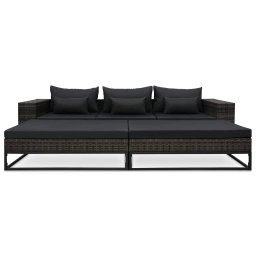 vidaXL 5-delige Loungeset met kussens poly rattan grijs
