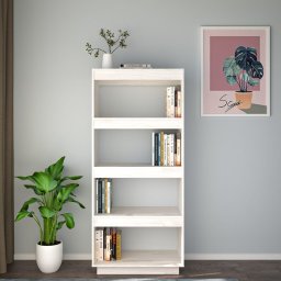 vidaXL Boekenkast/kamerscherm 60x35x135 cm massief grenenhout wit