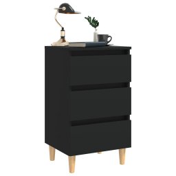 vidaXL Nachtkastje met massief houten poten 40x35x69 cm zwart