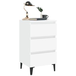 vidaXL Nachtkastje met metalen poten 40x35x69 cm wit
