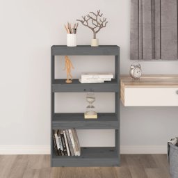 vidaXL Boekenkast/kamerscherm 60x30x103,5 cm massief grenenhout grijs