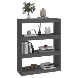 vidaXL Boekenkast/kamerscherm 80x30x103,5 cm massief grenenhout grijs