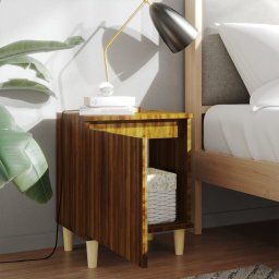vidaXL Nachtkastje met houten poten 40x30x50 cm bruin eikenkleur
