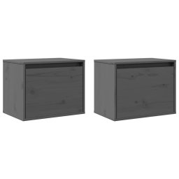 vidaXL Wandkasten 2 st 45x30x35 cm massief grenenhout grijs