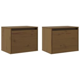 vidaXL Wandkasten 2 st 45x30x35 cm massief grenenhout honingbruin