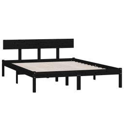 vidaXL Bedframe massief hout zwart 120x190 cm