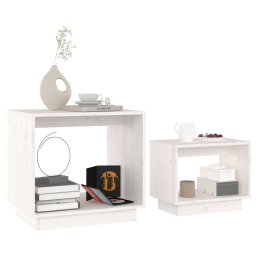 vidaXL 2-delige Salontafelset massief grenenhout wit