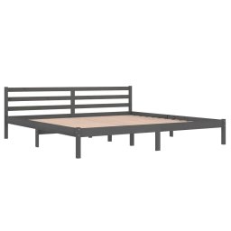 vidaXL Bedframe massief grenenhout grijs 200x200 cm