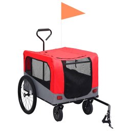 vidaXL Fietstrailer en hondenwagen 2-in-1 rood en grijs