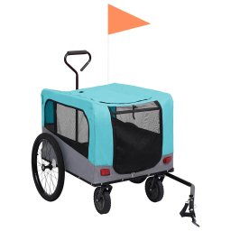 vidaXL Fietstrailer en hondenwagen 2-in-1 blauw en grijs