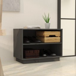 vidaXL Schoenenkast 60x34x45 cm massief grenenhout grijs