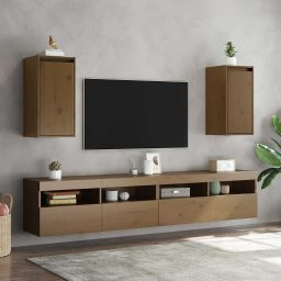 vidaXL Wandkasten 2 st 30x30x60 cm massief grenenhout honingbruin