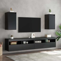 vidaXL Wandkasten 2 st 30x30x60 cm massief grenenhout zwart