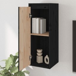 vidaXL Wandkasten 2 st 30x30x80 cm massief grenenhout zwart